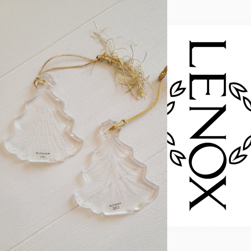 Vintage Lenox Crystal 1991 Christmas Ornaments (2)